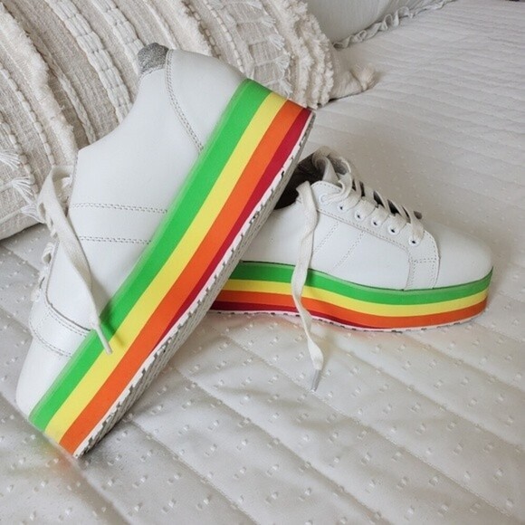 Very Volatile Rainbow Stripe Leather Platform Sneakers - Picture 13 of 13